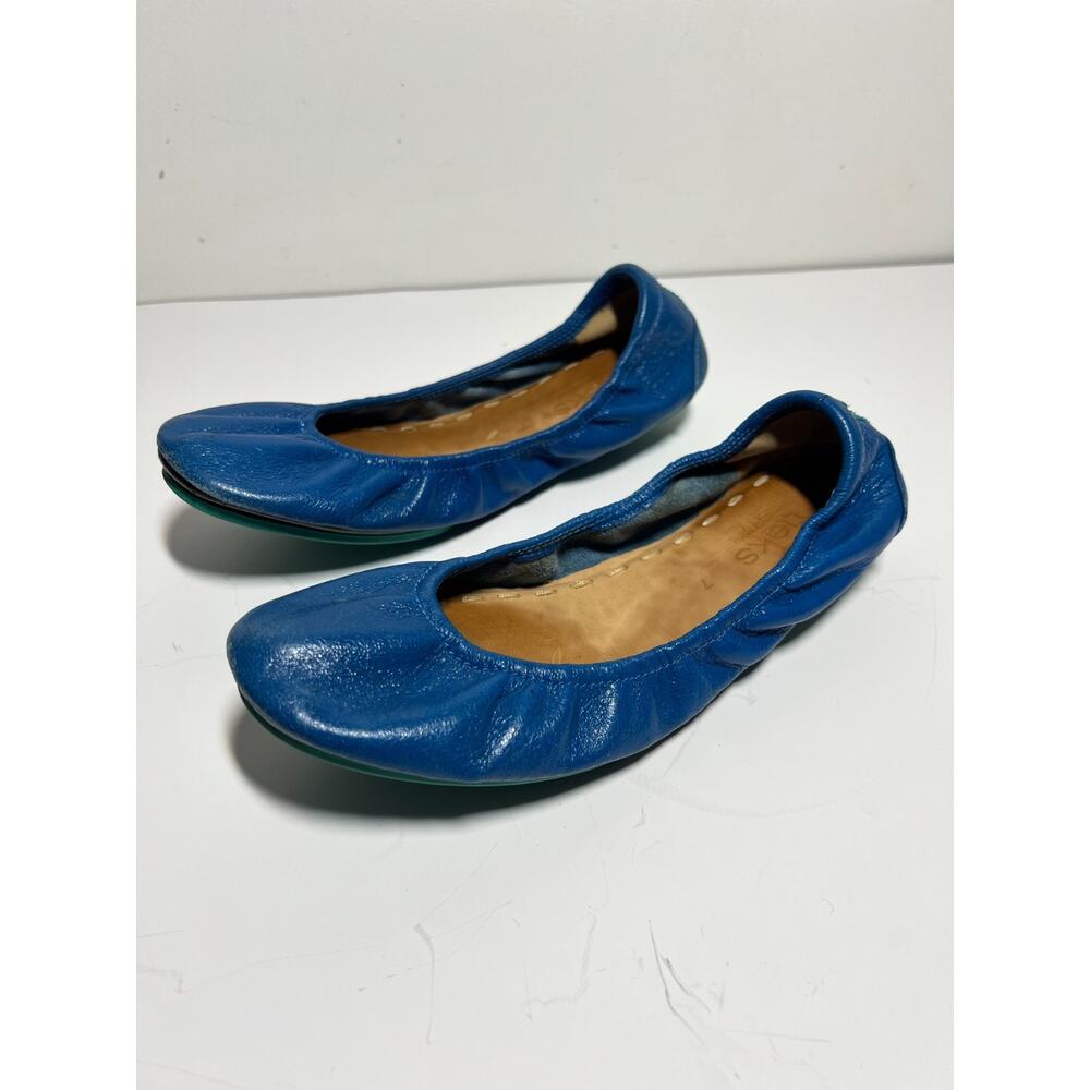 Tieks Cobalt Blue Leather Foldable Ballet Flats Shoes Size 7
